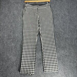 Diane von Furstenberg Pants Womens 6 Black White Check Stretch Pockets Zip Fly